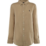 Camicia in lino con logo 211970730 506 POLO RALPH LAUREN 