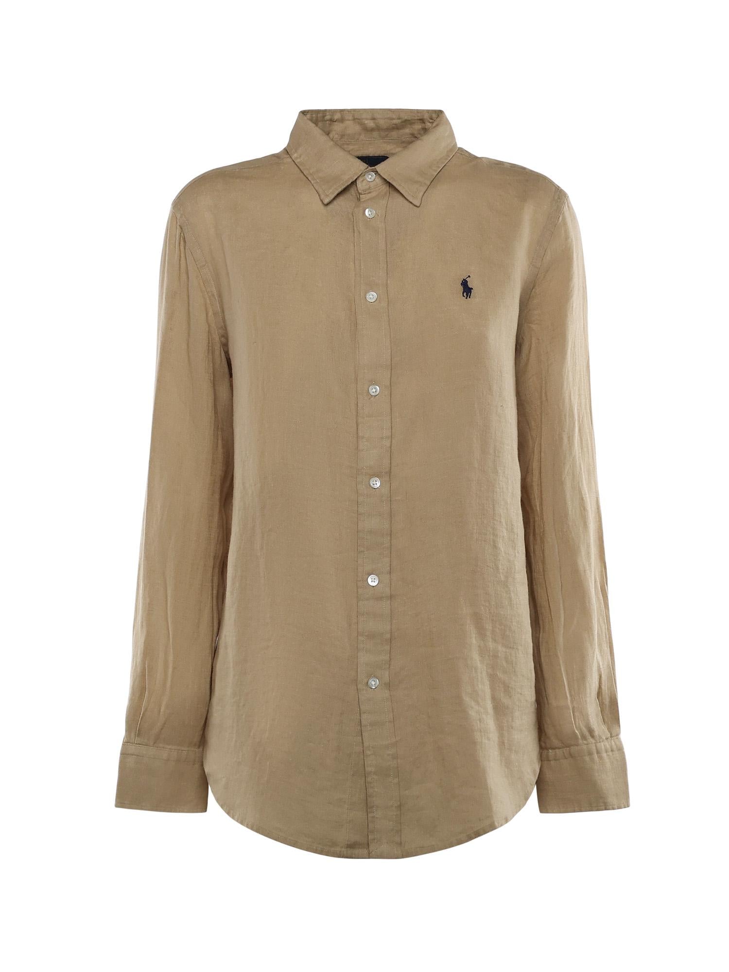 Camicia in lino con logo 211970730 506 POLO RALPH LAUREN 