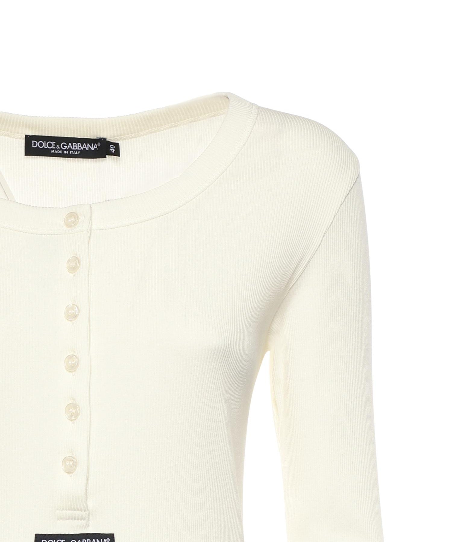 T-shirt Serafino in cotone a coste F8W44T FU7AVW0001 DOLCE & GABBANA 