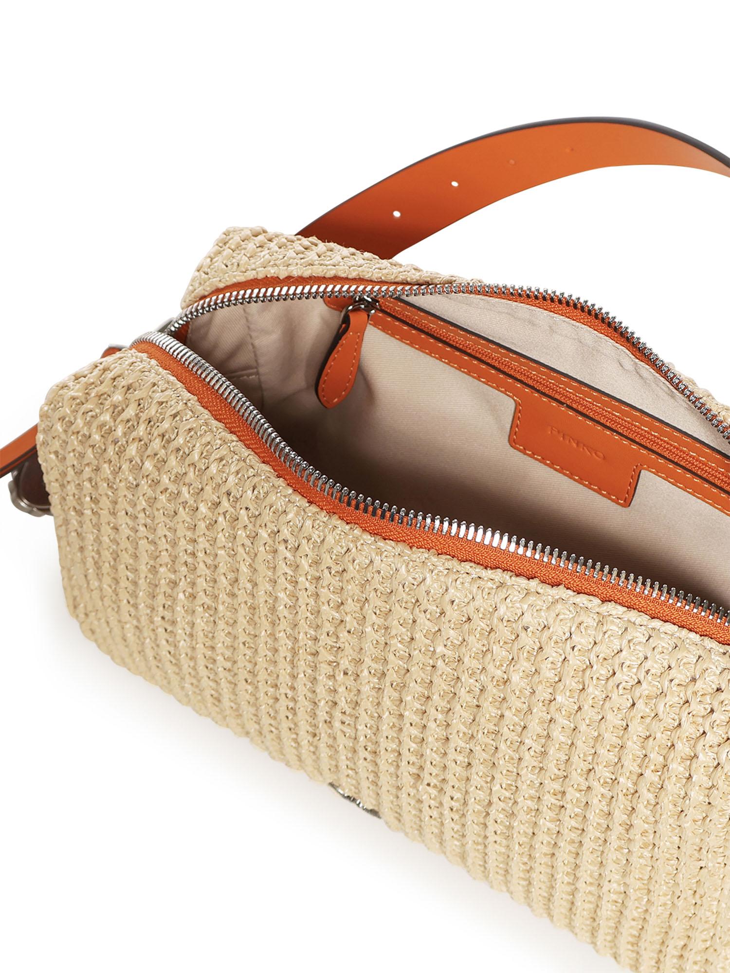 Borsa a spalla in rafia con logo<BR/> 106661 A391HH9O PINKO 