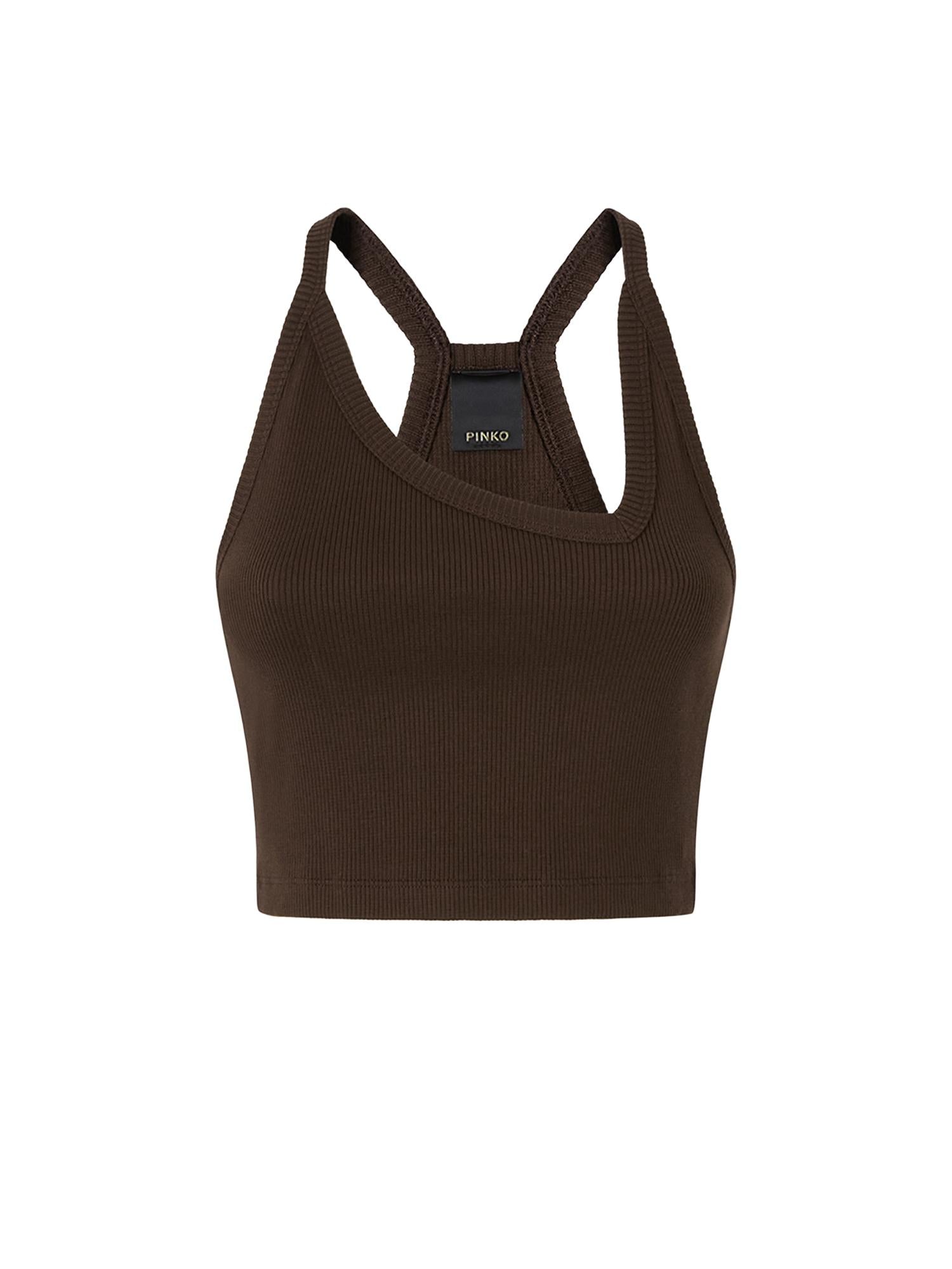 Canotta cropped con scollo asimmetrico 107304 A3IKL78 PINKO 