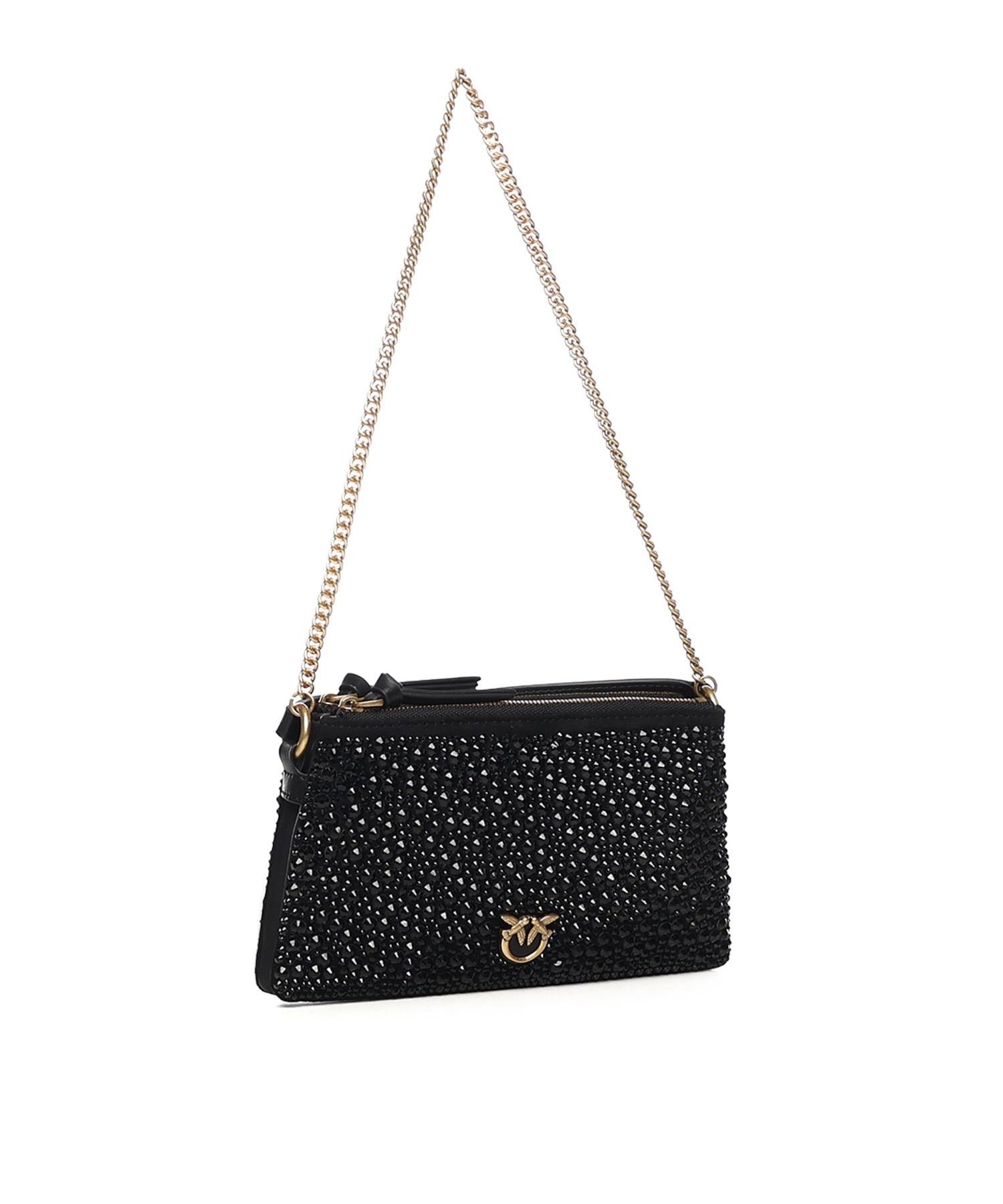 Borsa a spalla piccola Mini Double Bag full strass 105359 A2WFZ99Q PINKO 