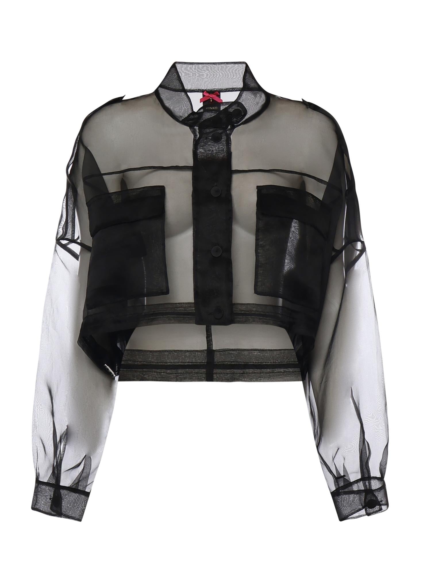 Caban cropped in organza di pura seta 106603 A2DJZ99 PINKO 