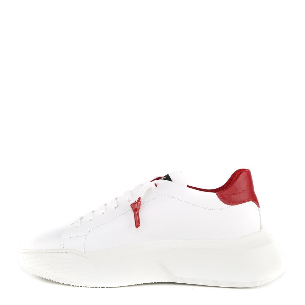 Sneakers nemesis in pelle con talloncino a contrasto<BR/> NEMESIS 2 NAPPA/CROCKWHITE/RED GIULIANO GALIANO 