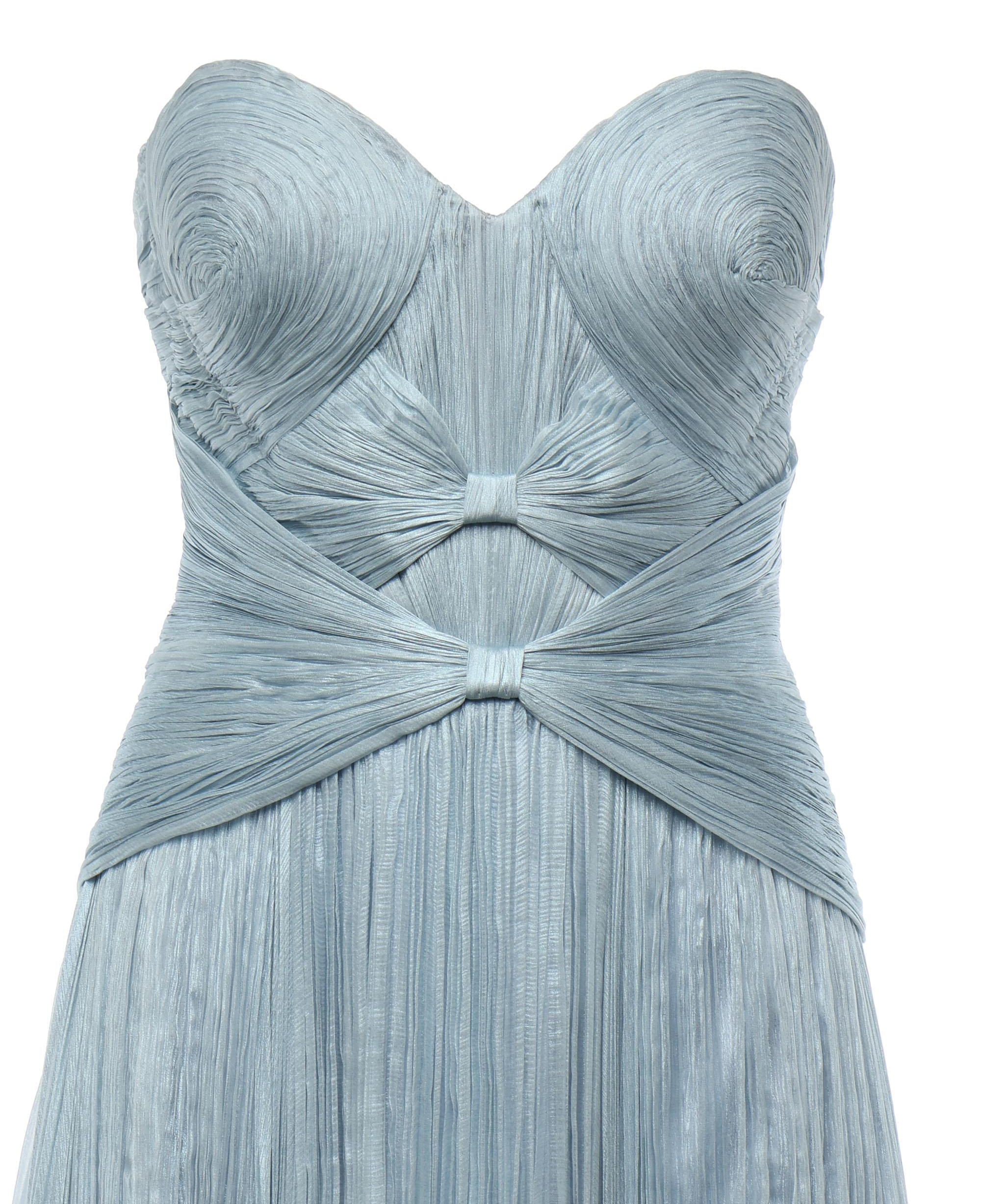 Abito lungo in seta IRS518THALIA AQUA CHIFFON MATT IRIS SERBAN 