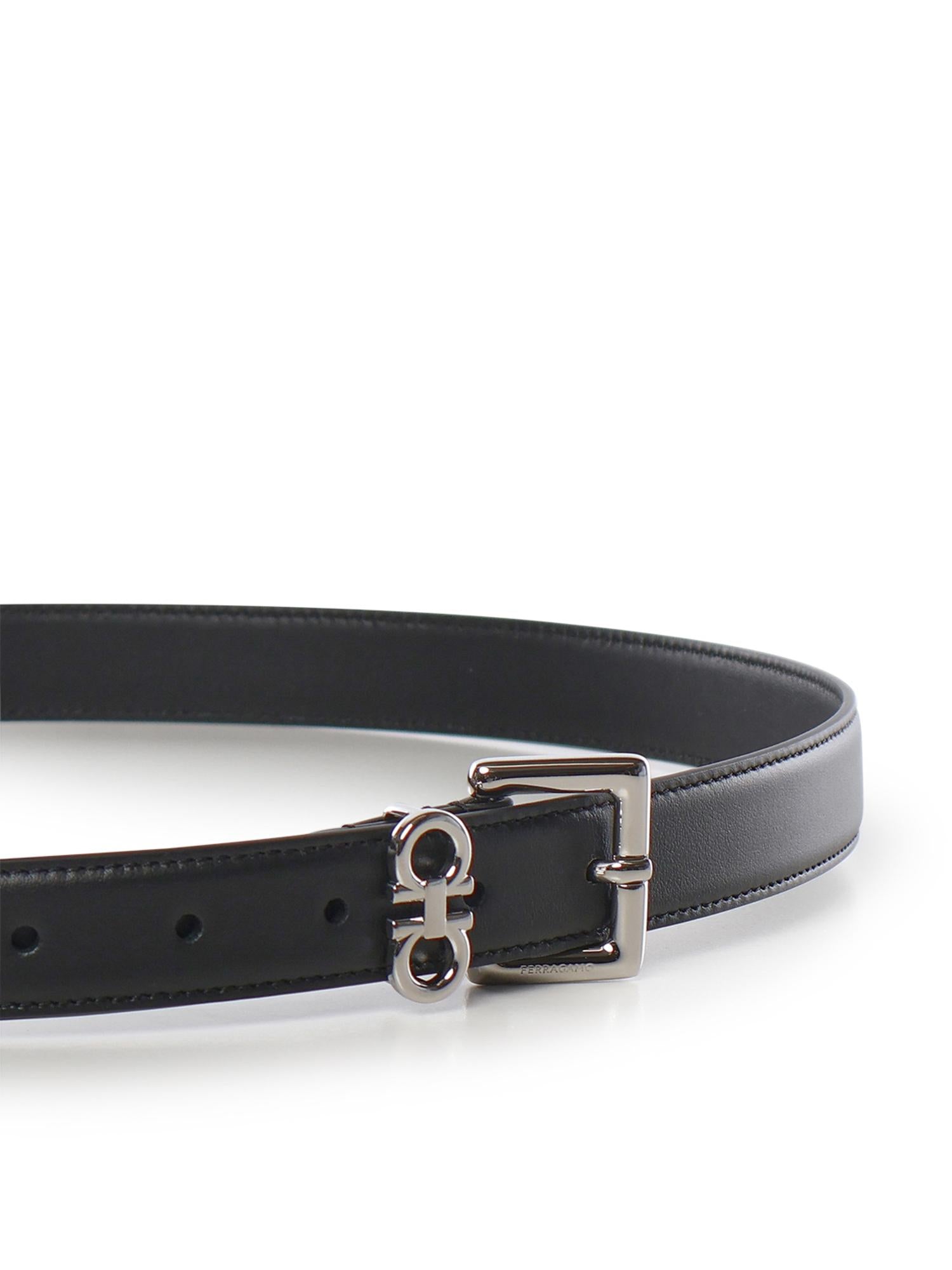 Cintura con doppio Gancini in pelle 230346 791904006 FERRAGAMO 