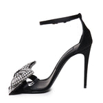 Sandalo in raso con ricamo strass CR1793 A9S438S488 DOLCE & GABBANA 