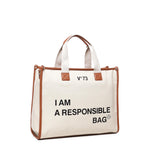 Borsa tote Responsability in cotone 73BS6AF01 RESPONSIBILITY BISNATURALE/CUOIO V° 73 