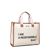 Borsa tote Responsability in cotone 73BS6AF01 RESPONSIBILITY BISNATURALE/CUOIO V° 73 