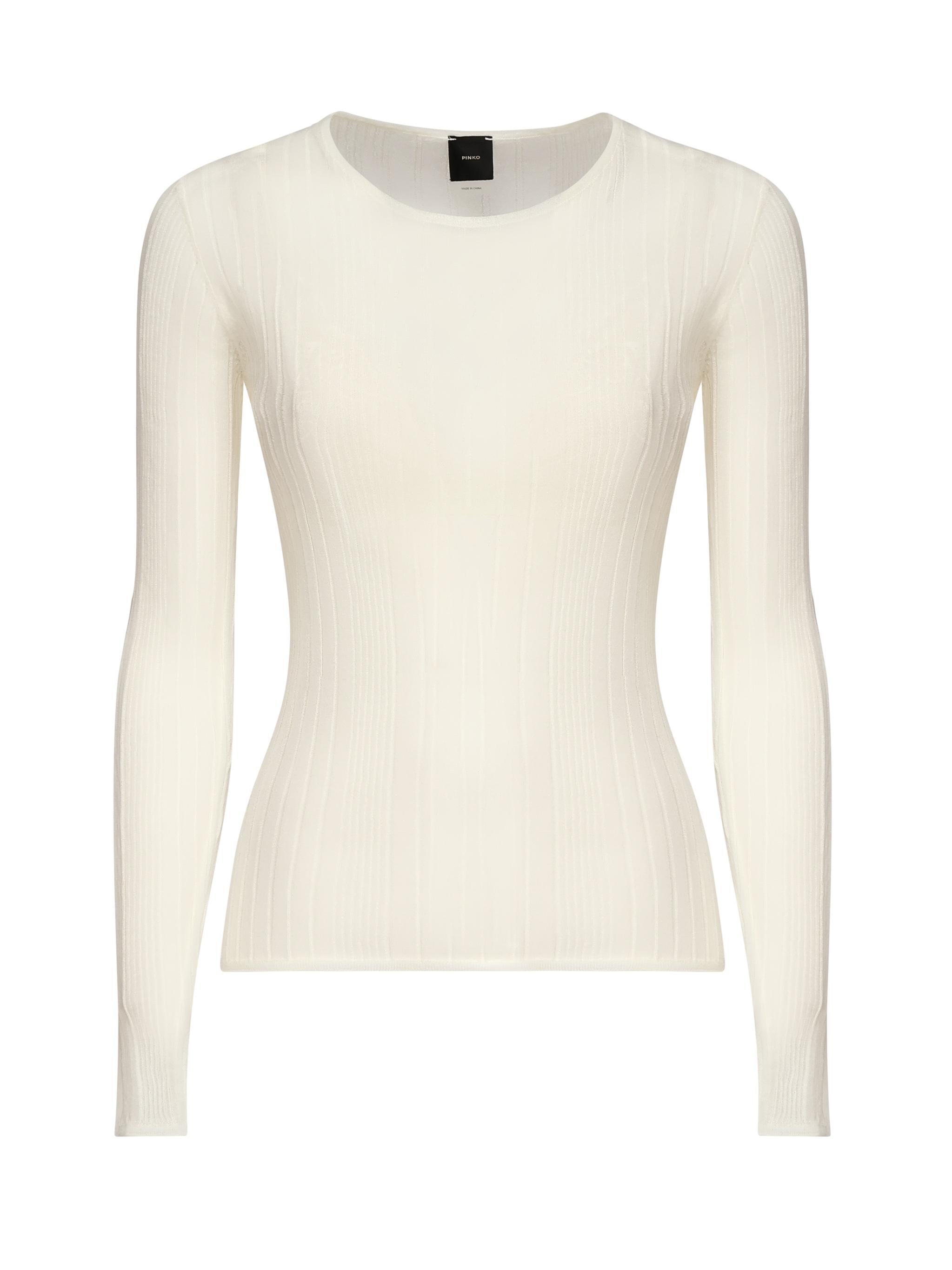Maglia semitrasparente a costine 102977 A1NDZ09 PINKO 