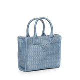 Borsa shopper piccola Beach in rafia con logo Love Birds 106832 A39YE5Y PINKO 
