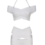 Candice dress SS24RTWDR087 GLOSSY SPANDEX/LACEVIRGIN WHITE POSTER GIRL 