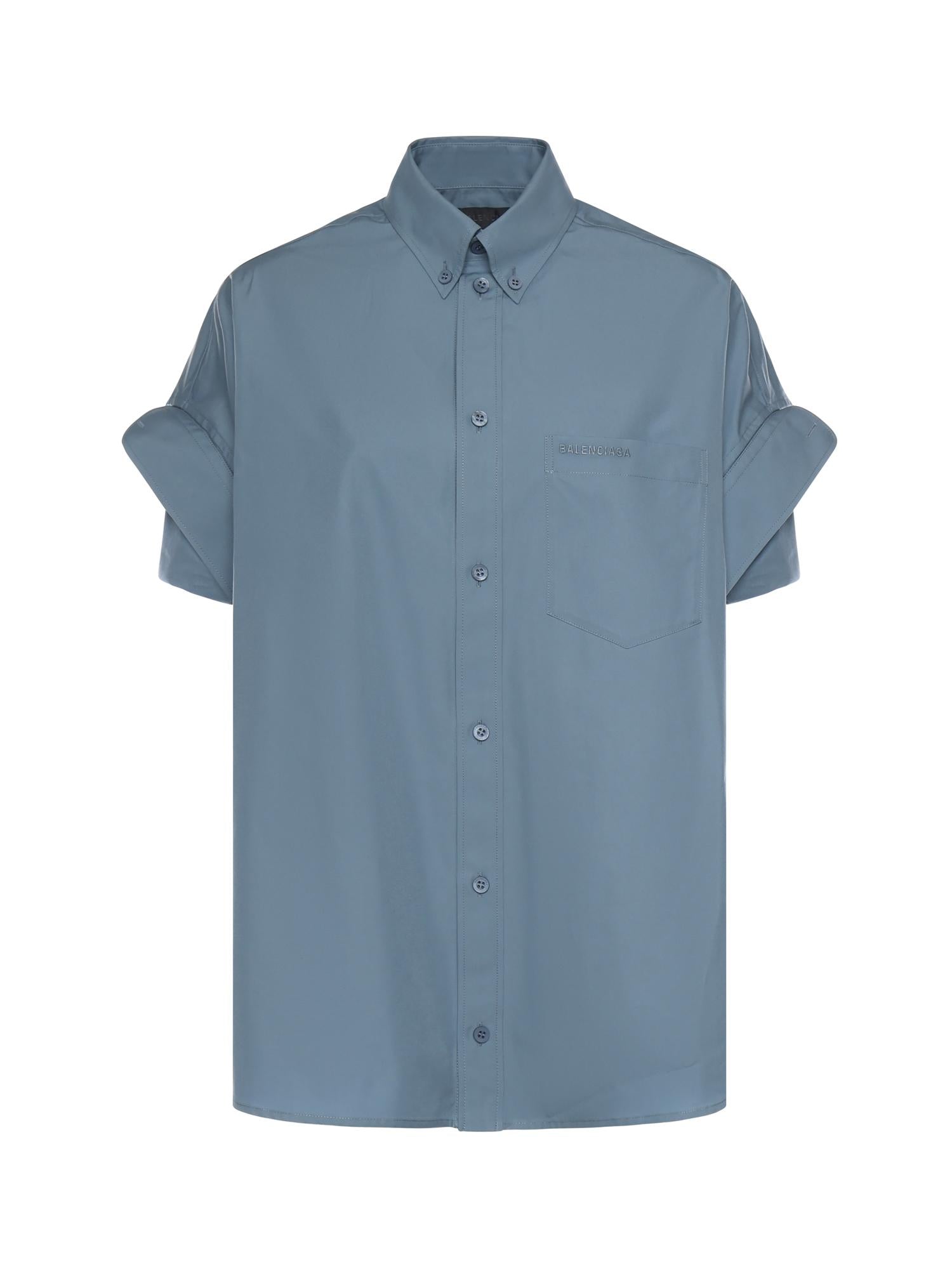 Camicia con maniche con risvolto in popeline di cotone 857833 TTM131463 BALENCIAGA 