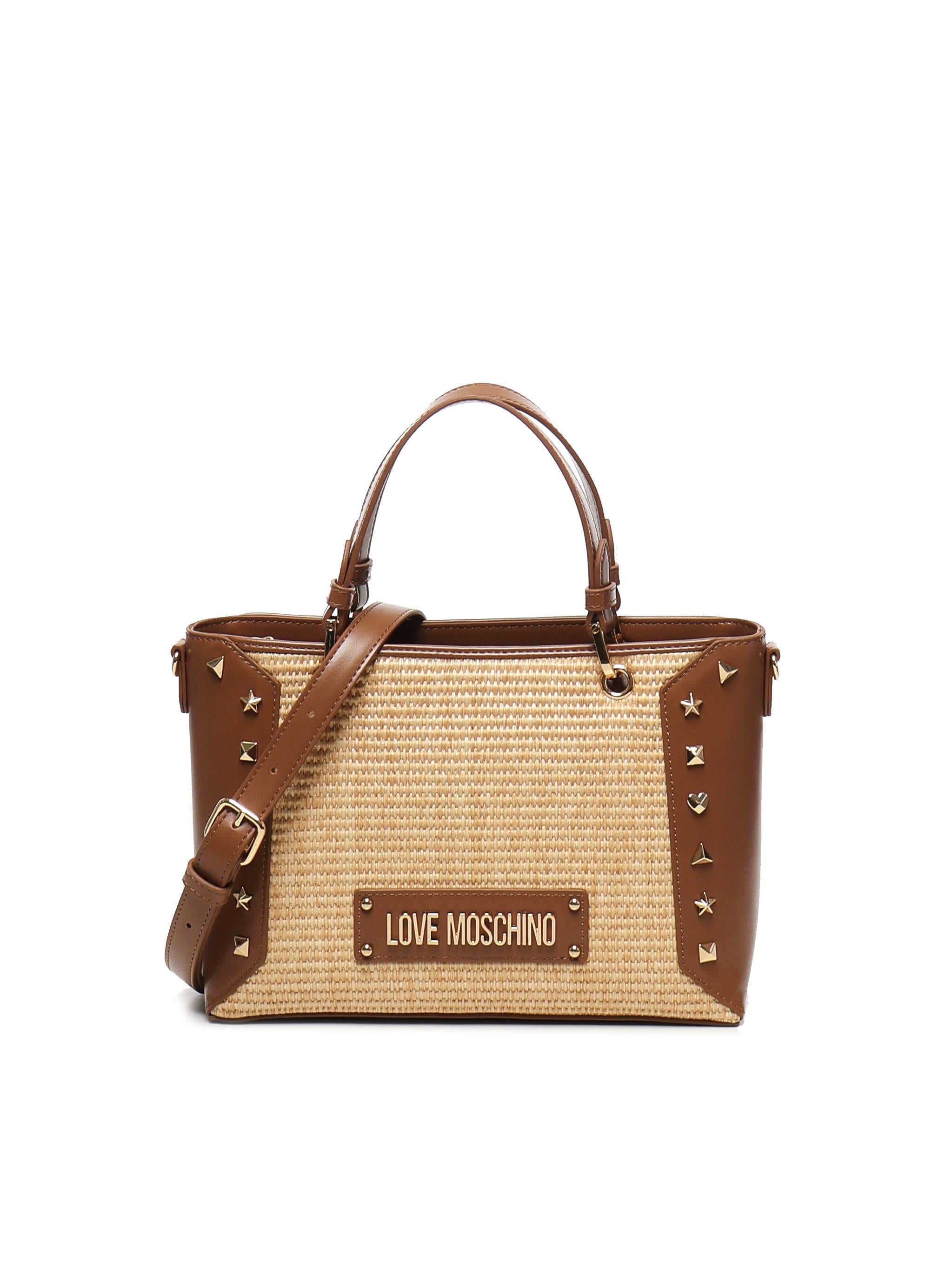 Tote bag in rafia con borchie JC4276PP0MKW1 10A LOVE MOSCHINO 