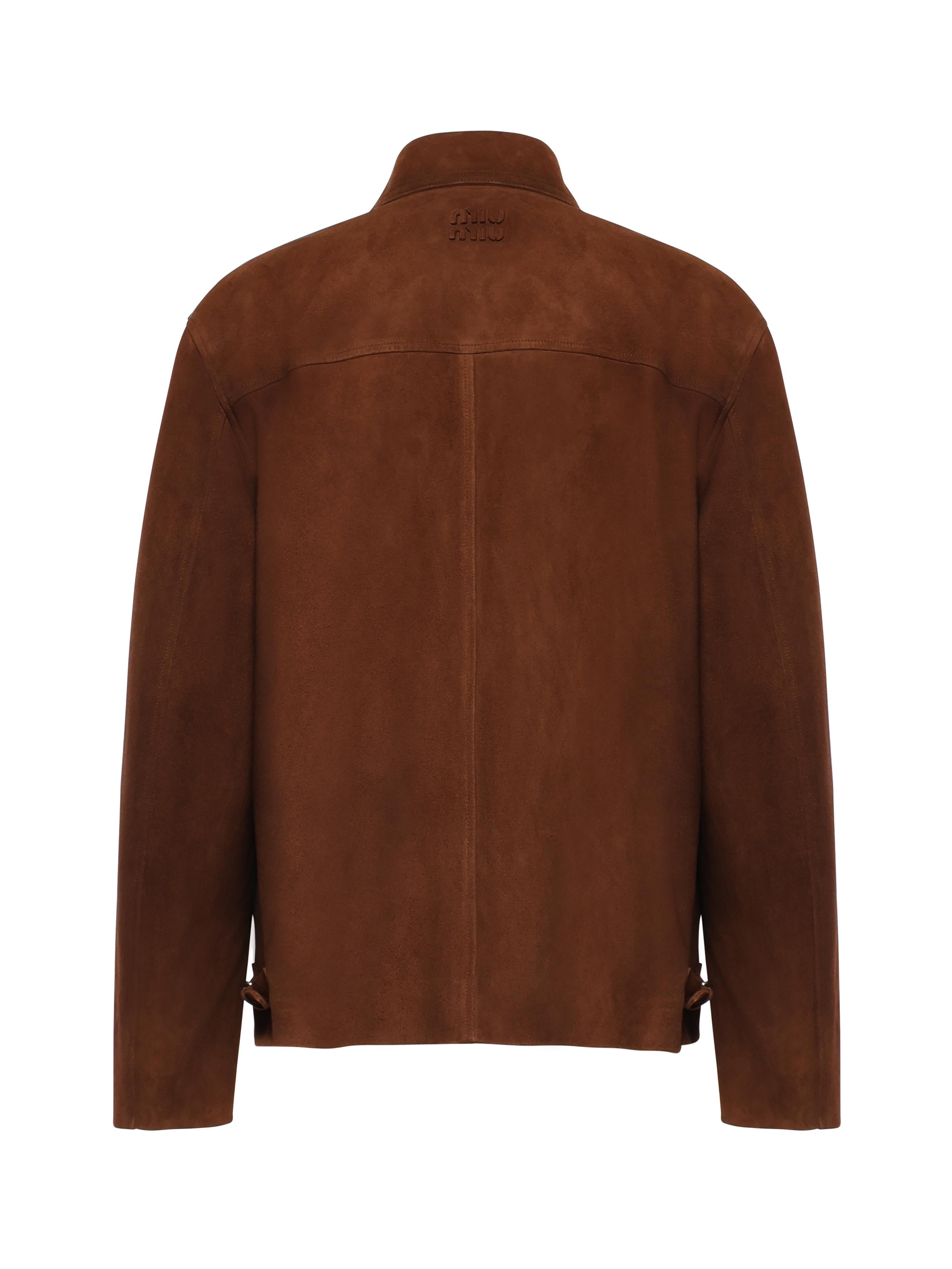 Giubbotto in pelle scamosciata cerata MPW011 19MLF0042 MIU MIU 