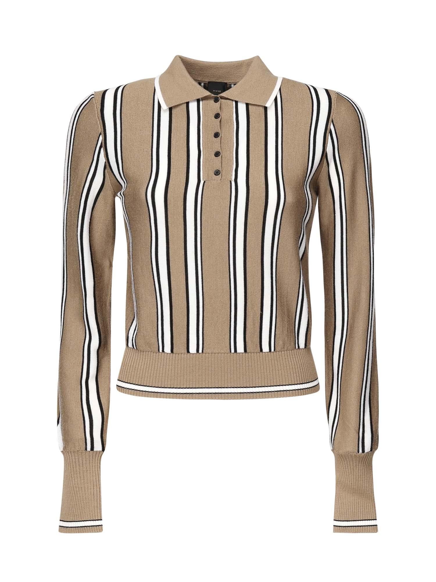 Maglia stile polo a righe 105809 A2UOL4Z PINKO 