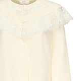 Blusa arricciata in seta e pizzo CHC25AHT56077 114 CHLOÉ 