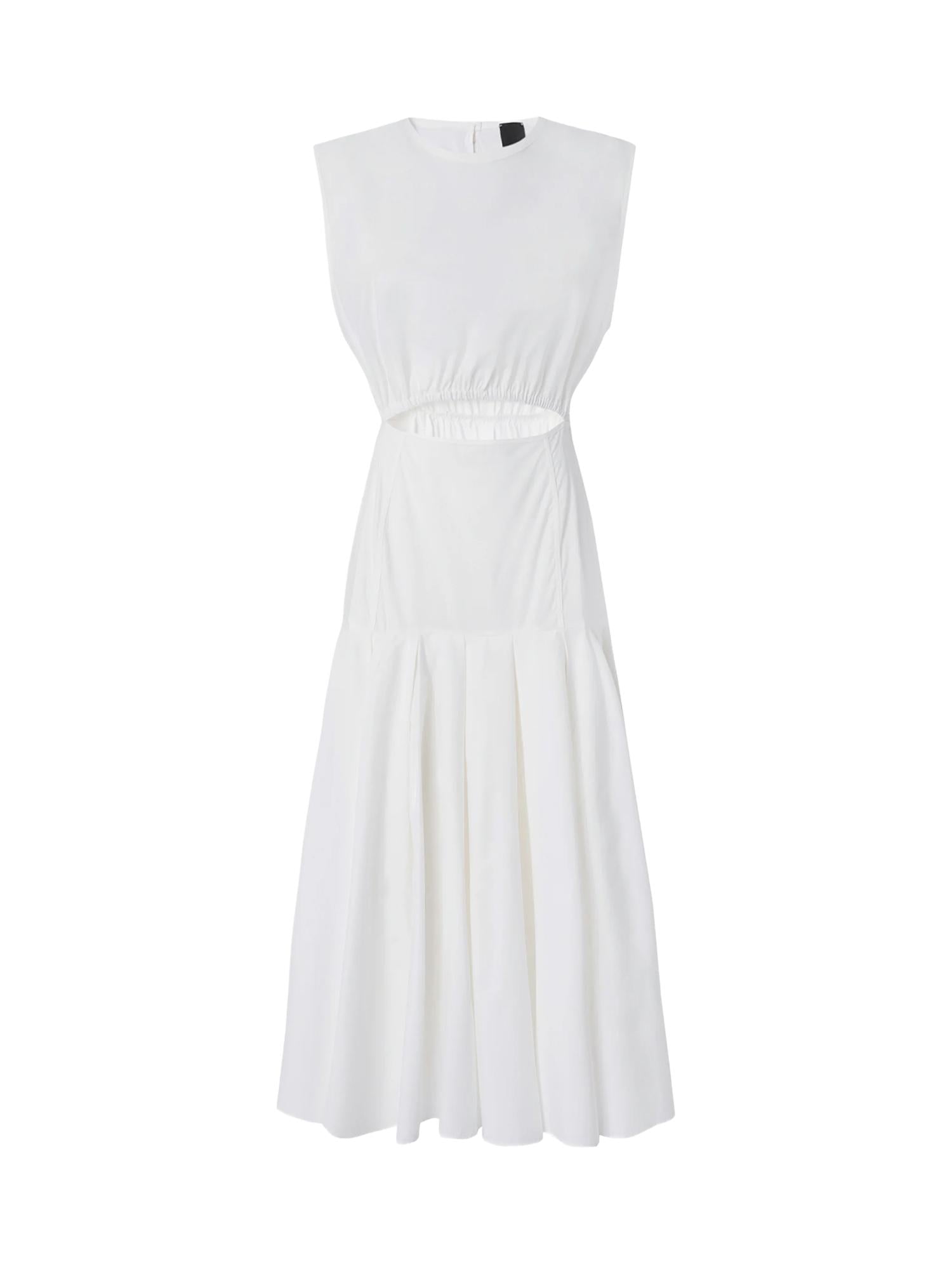 Abito midi smanicato con pieghe e cut-out 106828 A2LDZ05 PINKO 