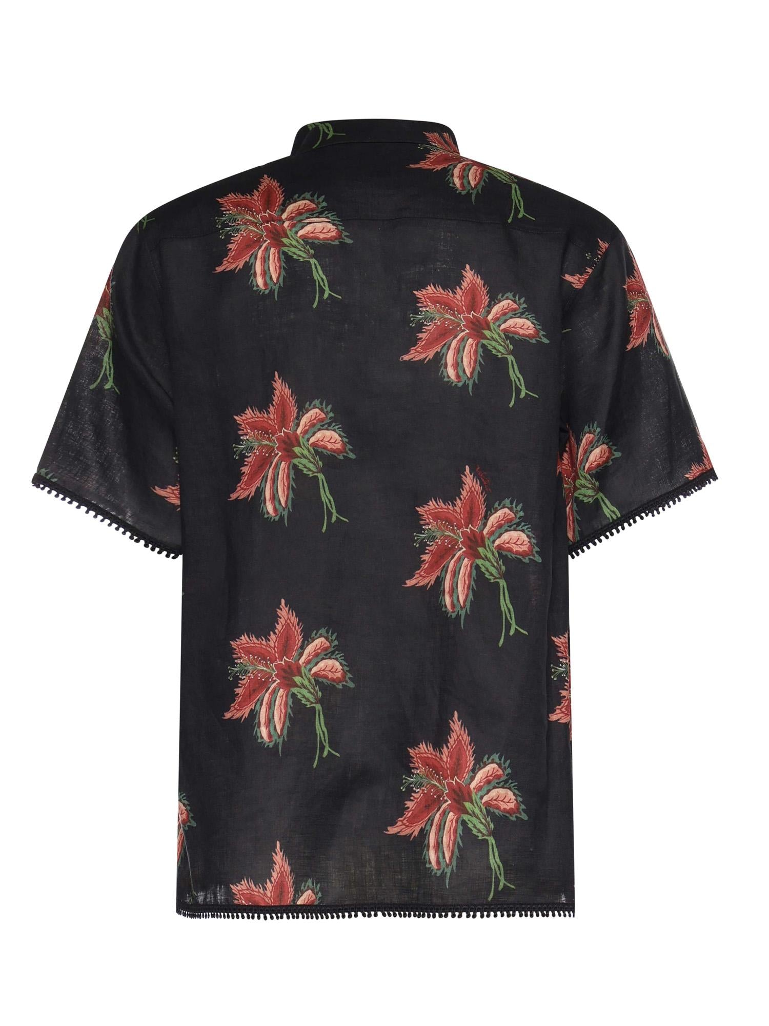Camicia in lino con stampa Papier Floral 8V3AAN11 BA7D5Y VALENTINO GARAVANI 