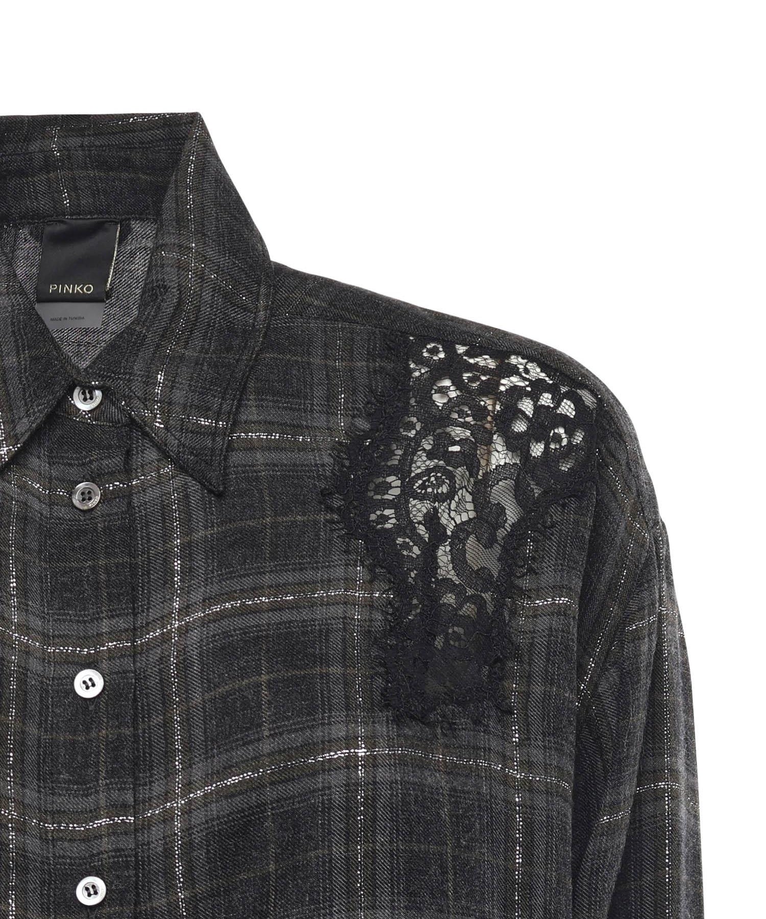 Camicia a quadri con pizzo 106109 A30DIK1 PINKO 