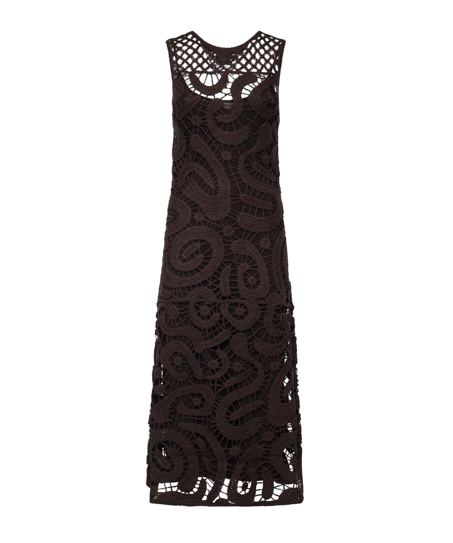 Abito midi senza maniche in crochet geometrico 106361 A354M05 PINKO 