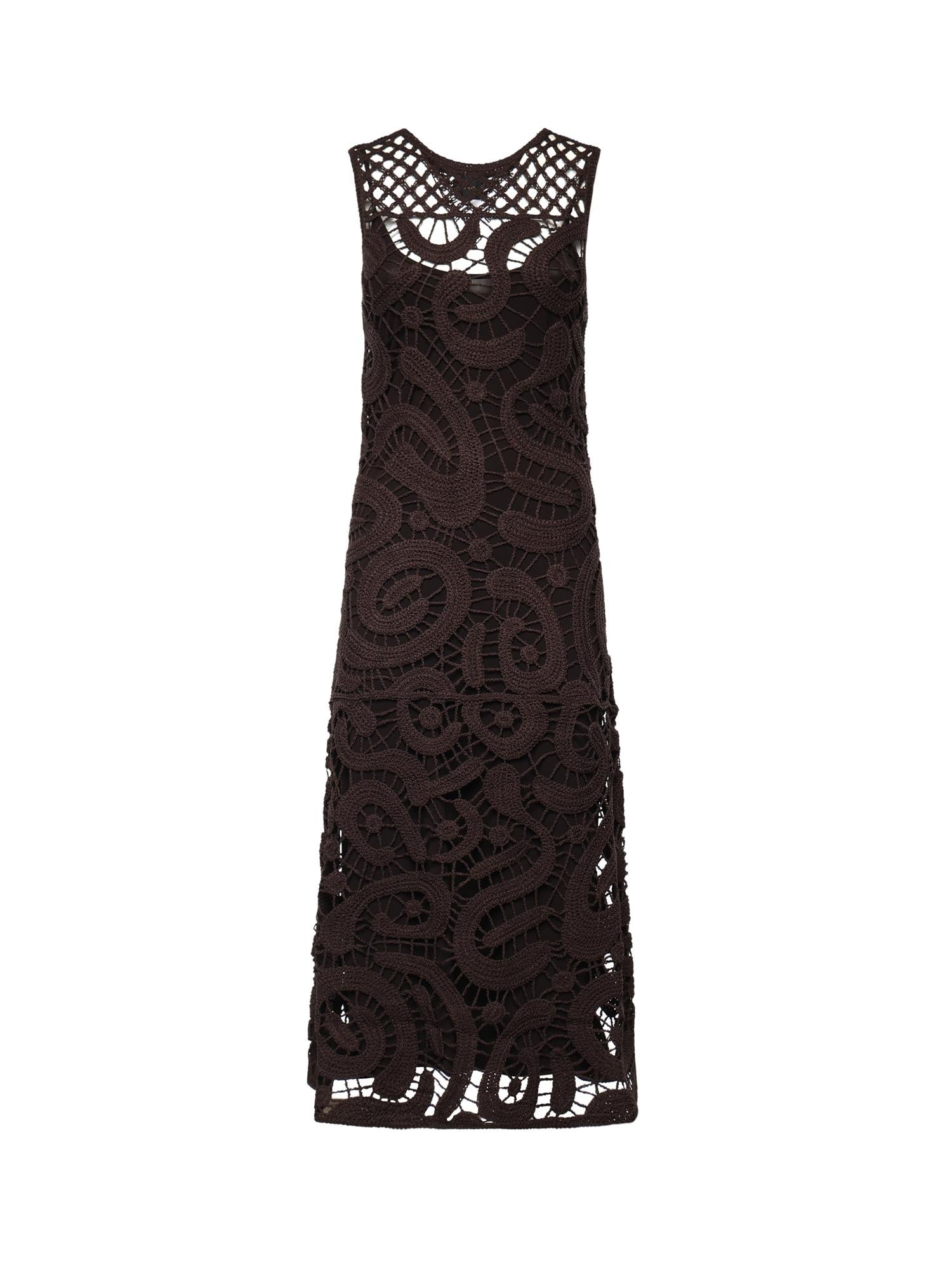 Abito midi senza maniche in crochet geometrico 106361 A354M05 PINKO 