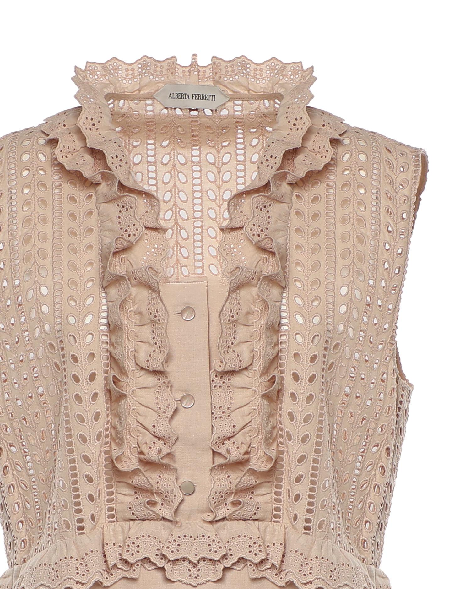 Top in pizzo Sangallo con volant A08081623 0180 ALBERTA FERRETTI 