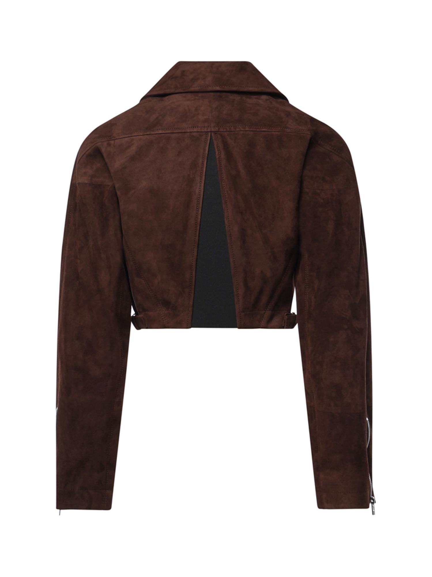 Giacca biker cropped in suede AA9V0313L053D 719 ALAIA 