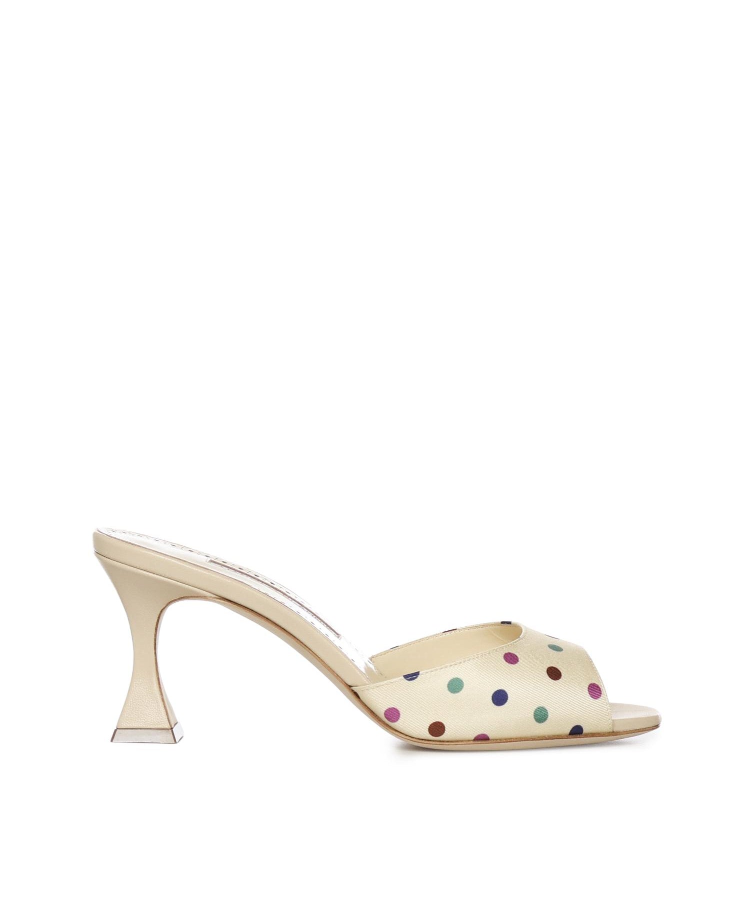 Mules con dettagli a pois in seta 1263100 907M MANOLO BLAHNIK 