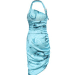 Abito midi drappeggiato con stampa 80HAO913 NS820203 VERSACE JEANS COUTURE 