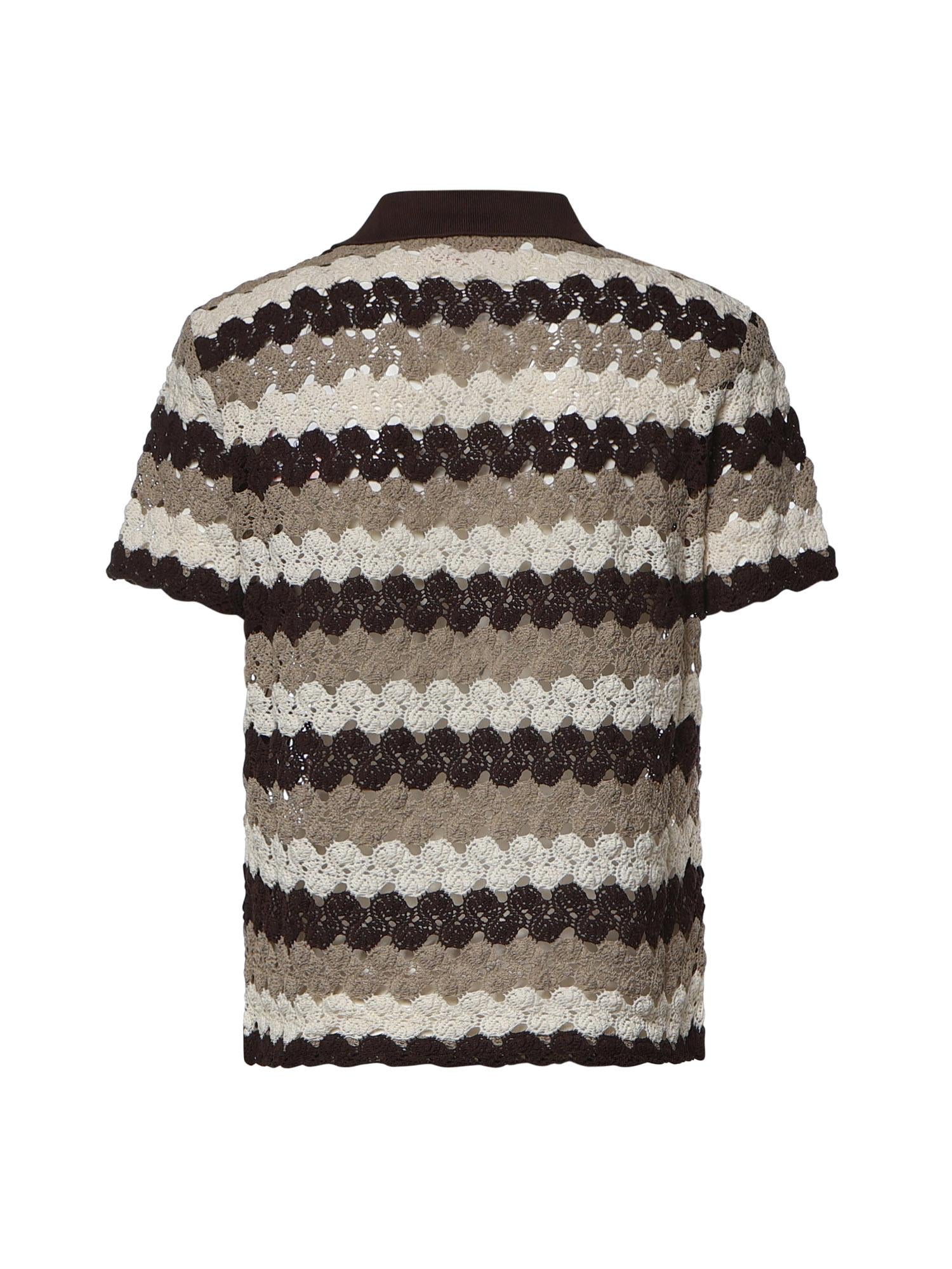 Polo Lala in misto cotone effetto crochet a righe LAA0001 08955L MC2 SAINT BARTH 