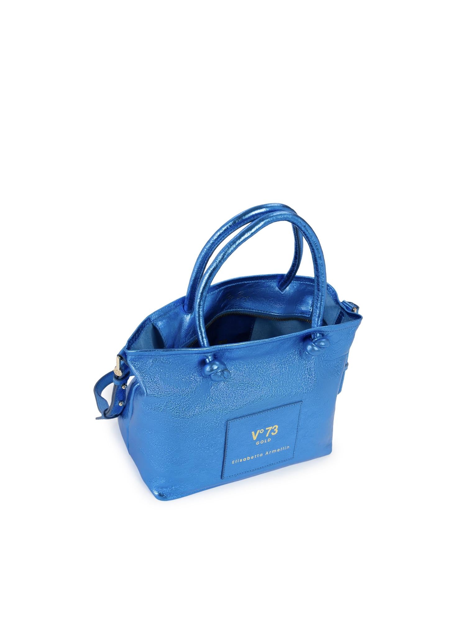 Mini bag in pelle con logo 73BP9VT02 LOLLI POPPOP BLUE V° 73 