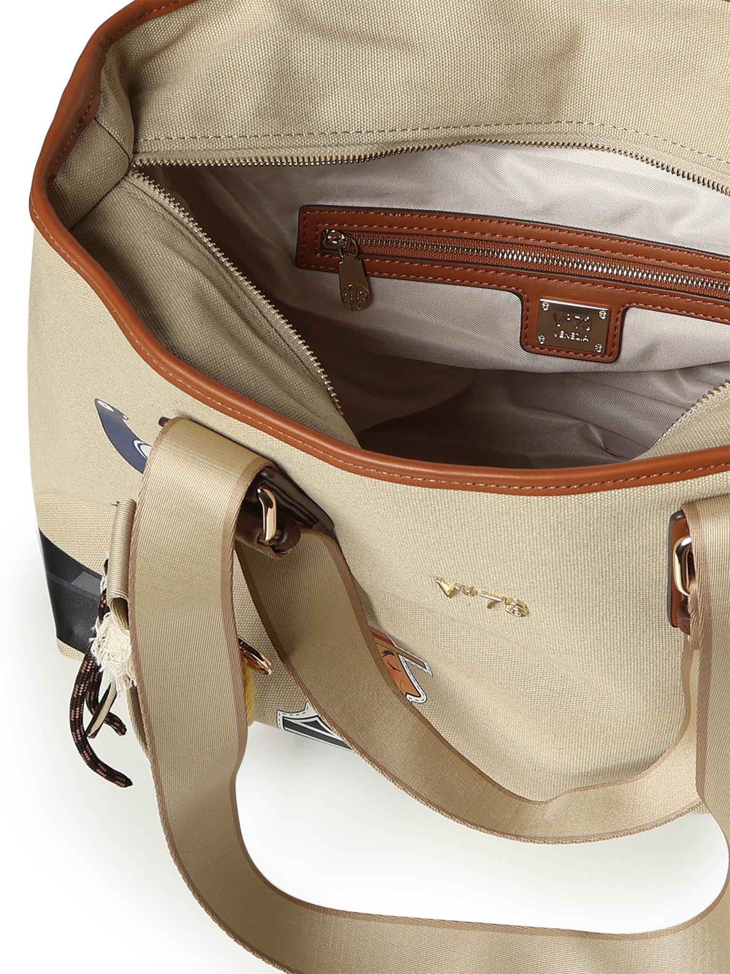 Borsa shopping Tita con logo 73BS9TZ01C TITABEIGE/CUOIO V° 73 