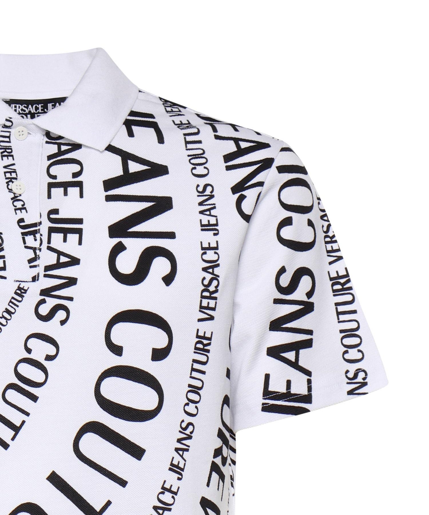 Polo in piqué di cotone con stampa 80GAG6R0 JS556L02 VERSACE JEANS COUTURE 