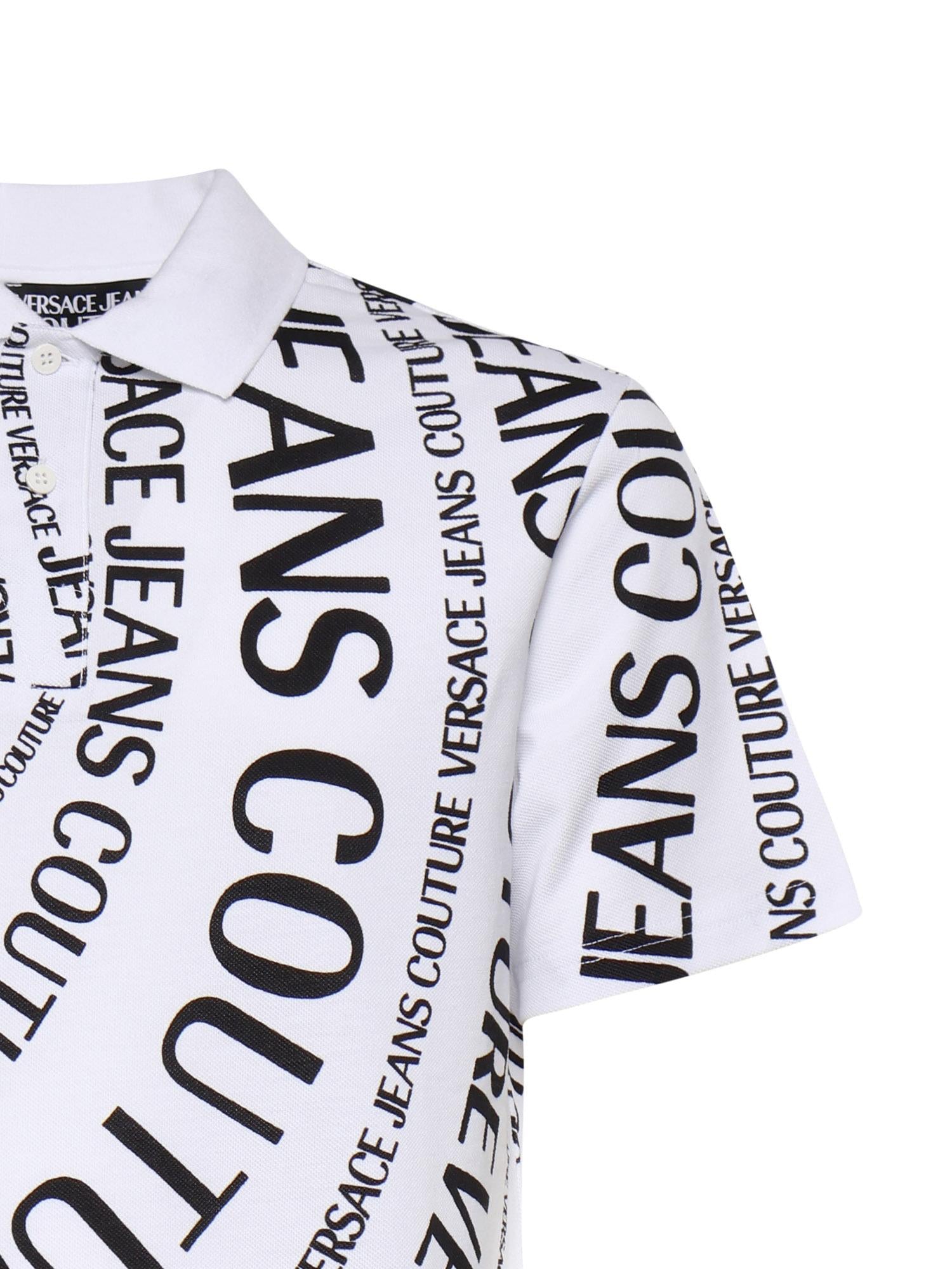 Polo in piqué di cotone con stampa 80GAG6R0 JS556L02 VERSACE JEANS COUTURE 