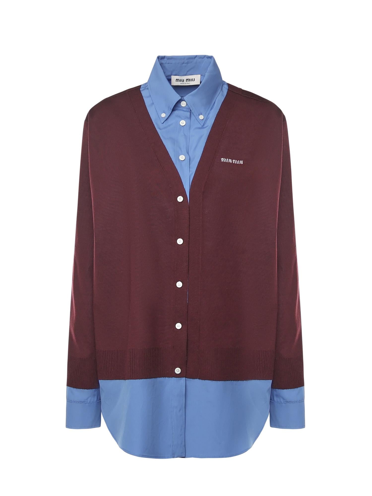 Camicia In Cashmere E Popeline MK1962 17HJF041F MIU MIU 
