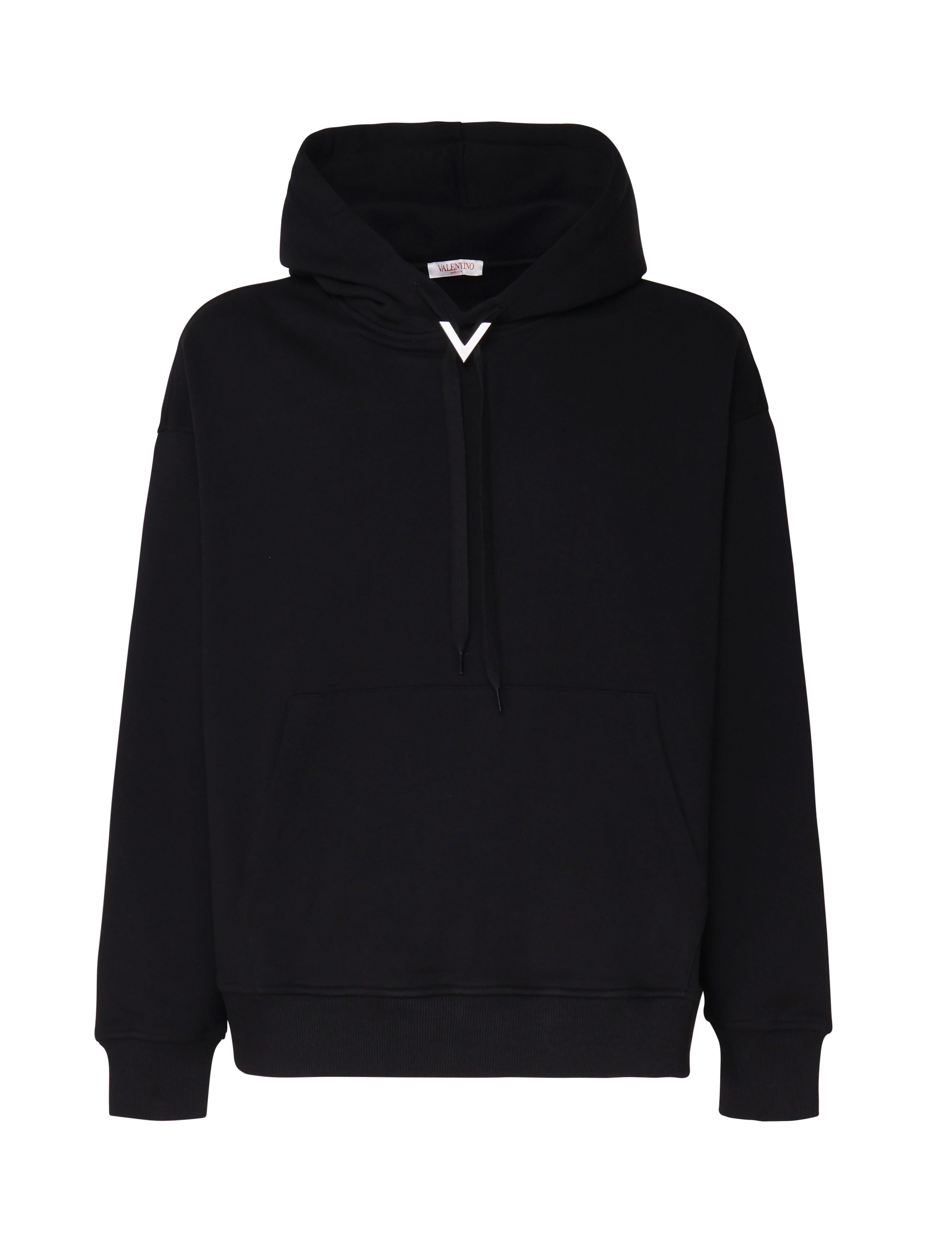 Felpa in cotone con cappuccio e coulisse 5V3MF25R ADJ0NO VALENTINO GARAVANI 