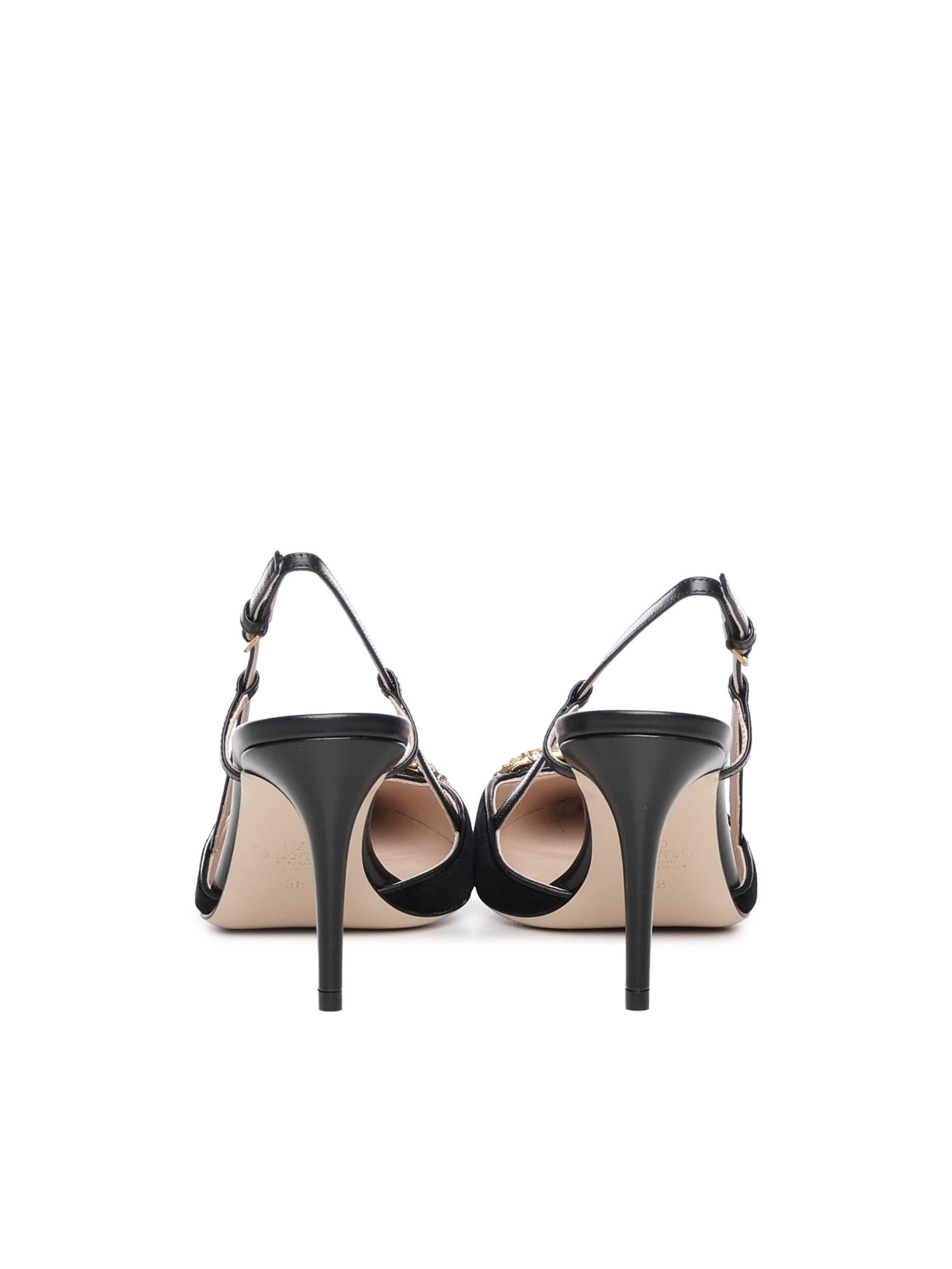 Pumps slingback Vlogo in velluto 7W2S0R01 XUPBBK VALENTINO GARAVANI 