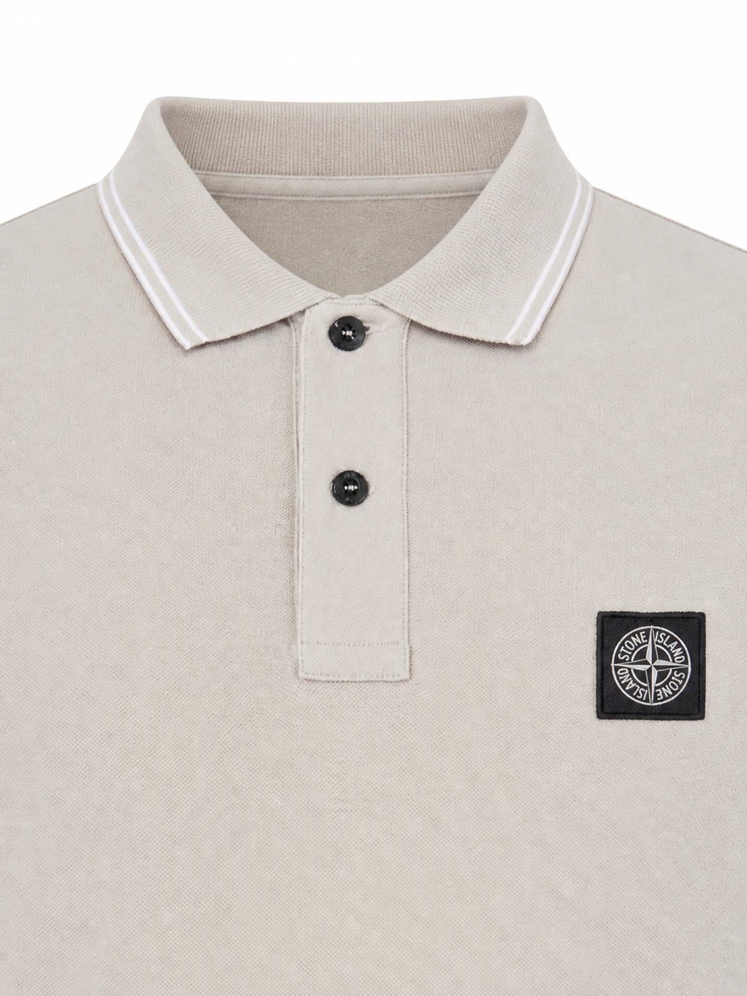 Polo in piqué di cotone con patch Compass L1S152200010 S0018V0061 STONE ISLAND 