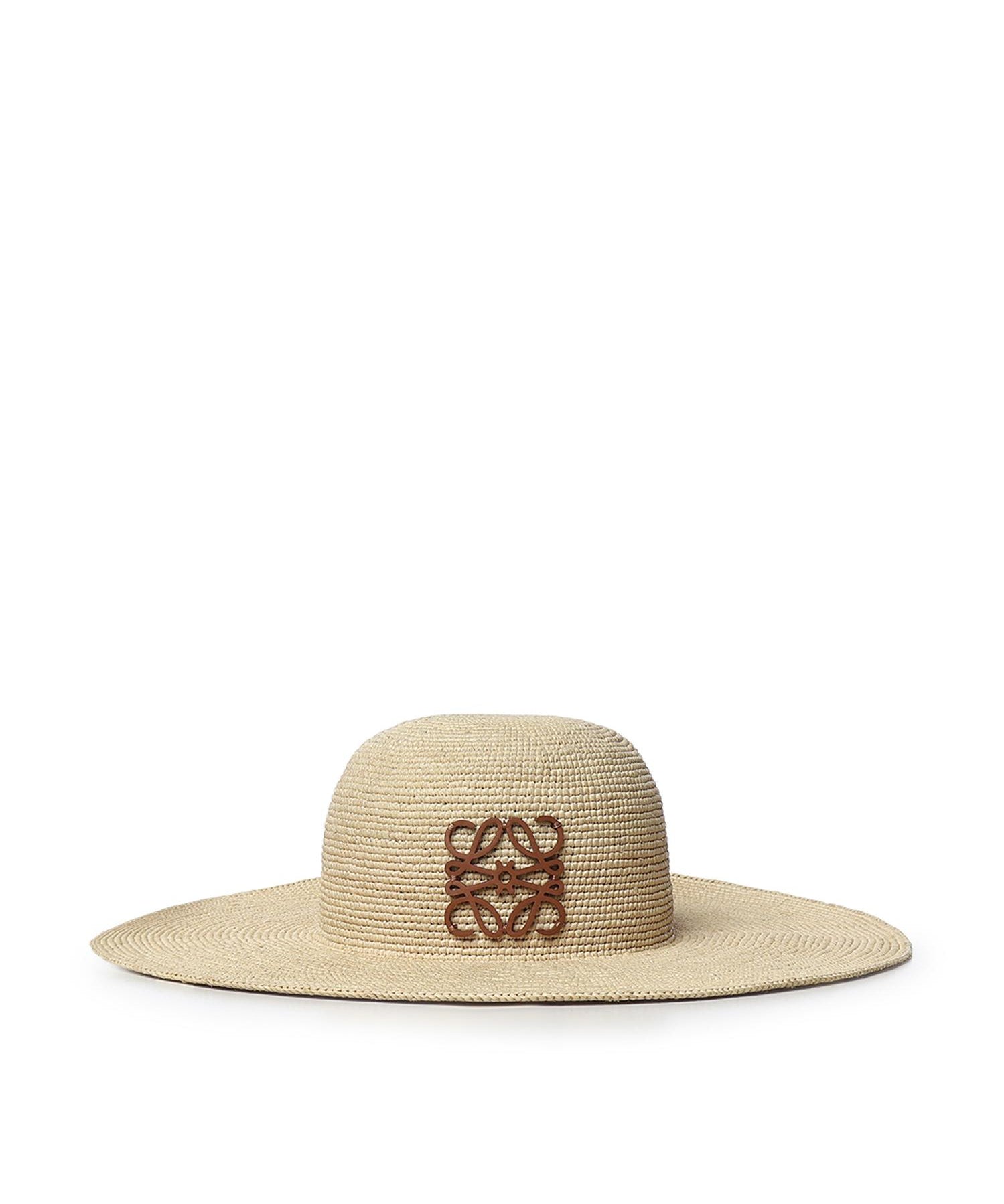 Cappello da sole in rafia e pelle di vitello K820SUHX04 2123 LOEWE 