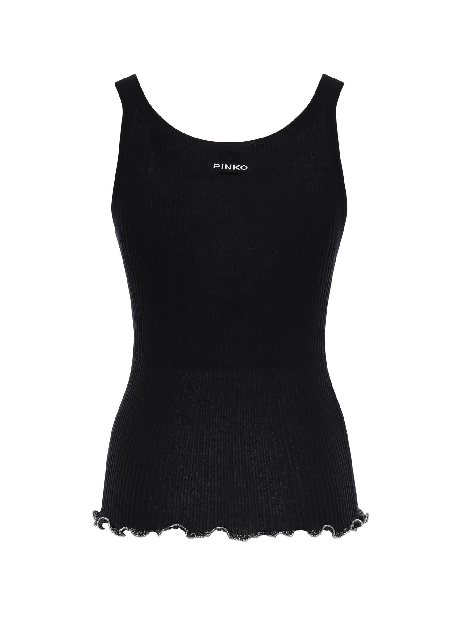 Top a costine con logo 106323 A343Z99 PINKO 