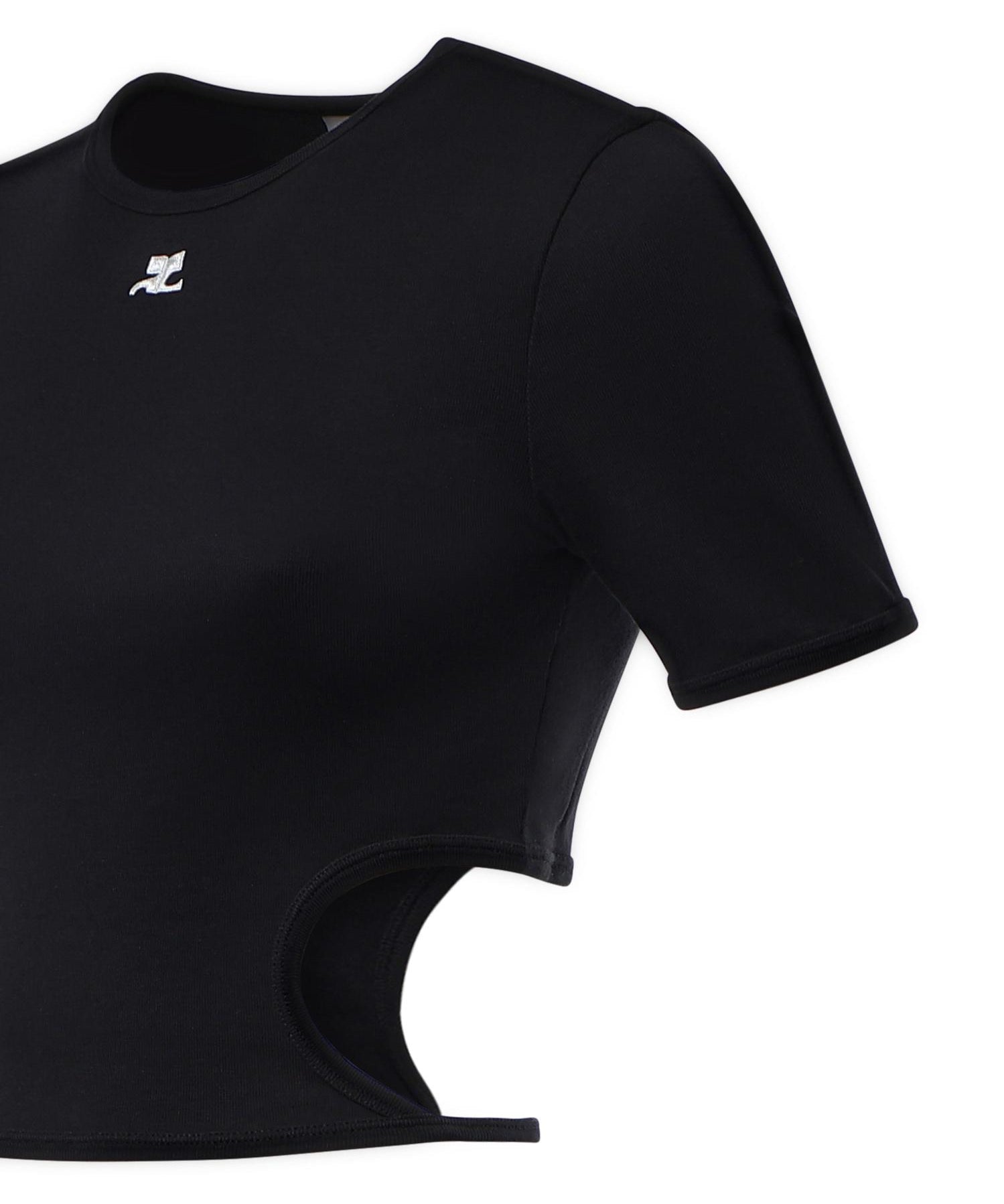 T-shirt cropped in cotone con logo 226JTS256JS0203 9999 COURREGES 