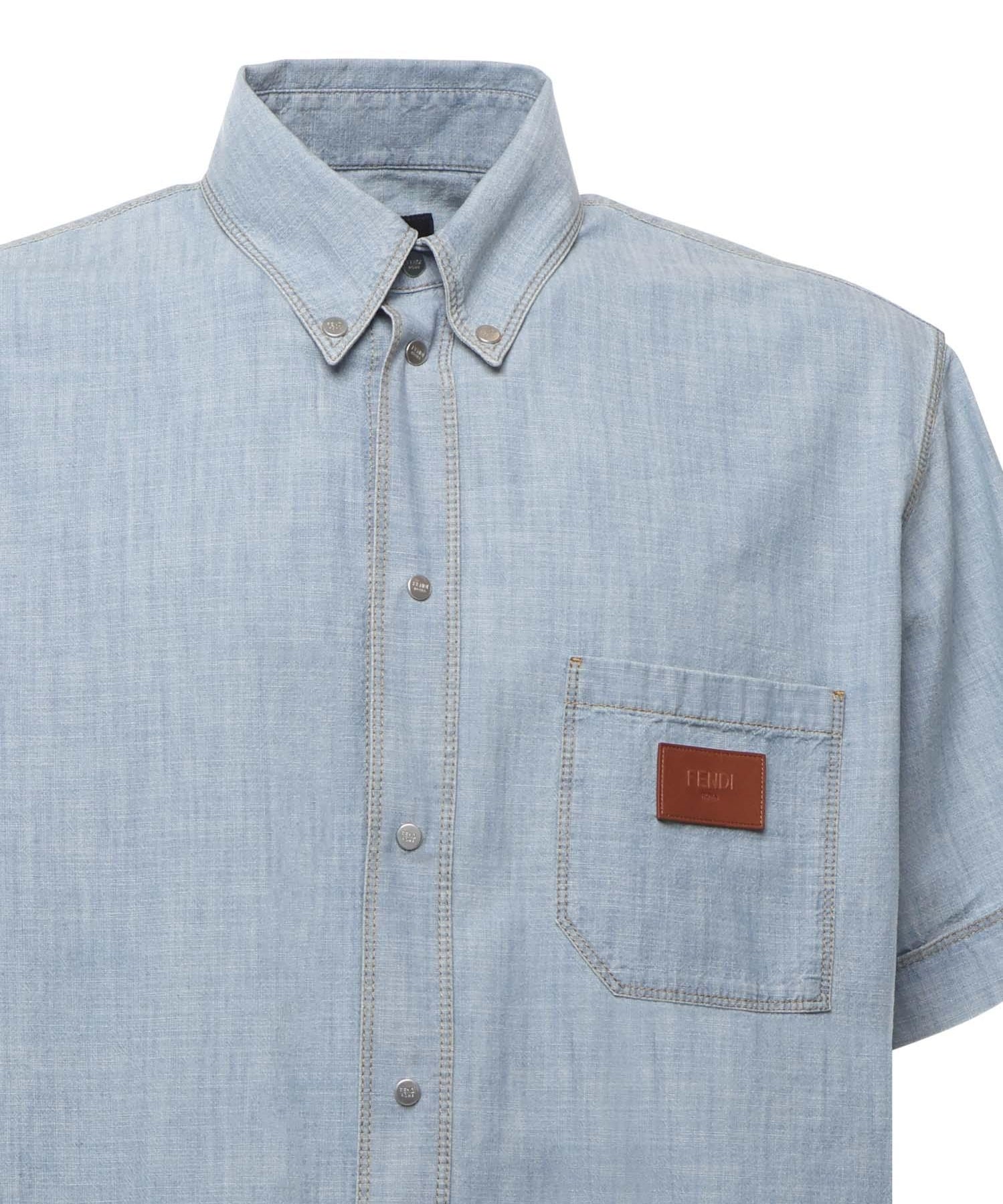 Camicia in chambray con logo FS1321 AUWXF0LQ0 FENDI 