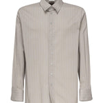 Camicia in cotone a righe e voile di seta 813932 Y2L951583 SAINT LAURENT 
