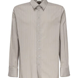 Camicia in cotone a righe e voile di seta 813932 Y2L951583 SAINT LAURENT 