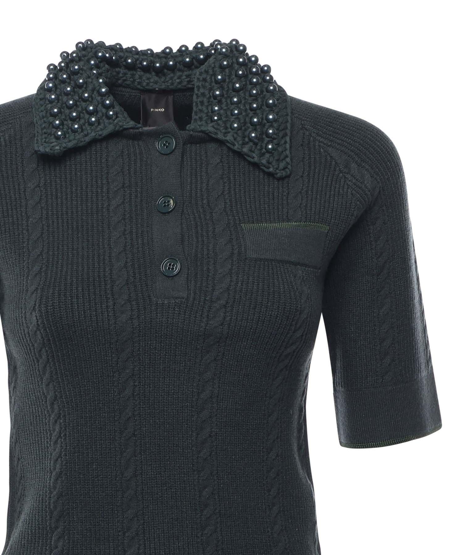 Maglia stile polo con perle 105484 A2QZX34 PINKO 