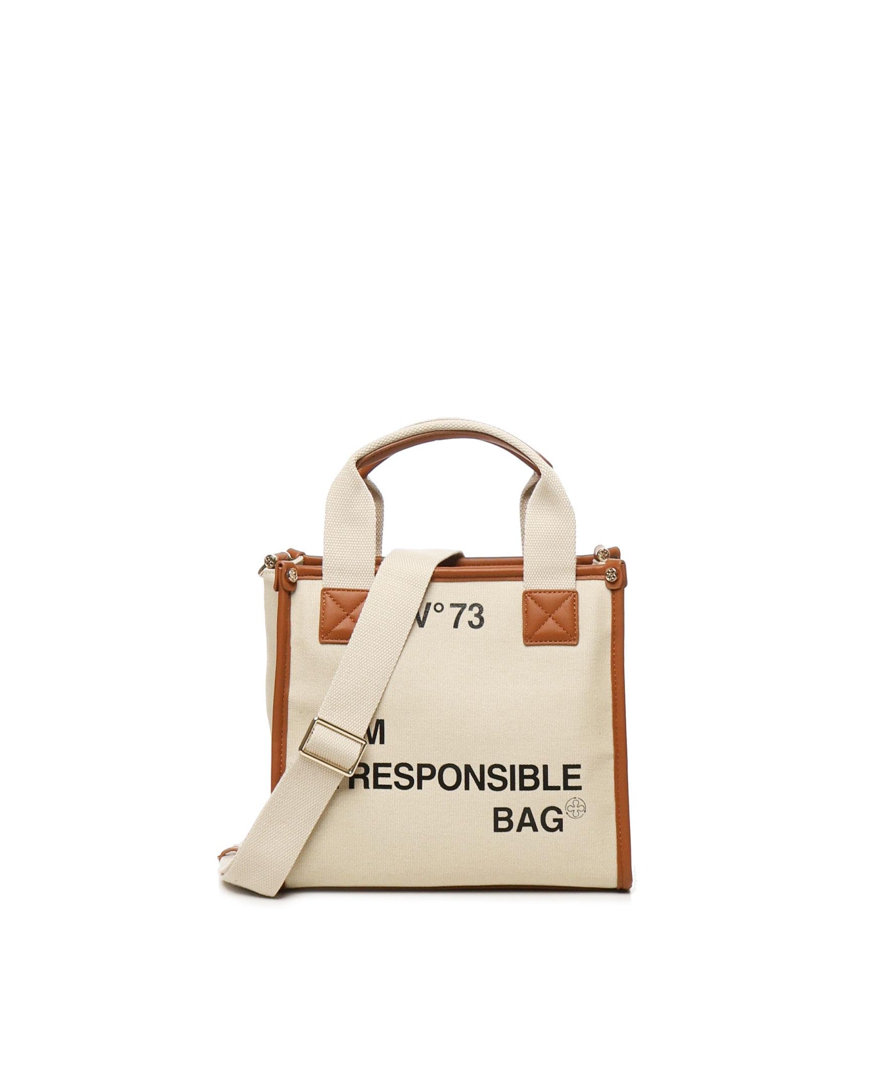 Borsa tote Responsability in canvas 73BS6AF02 RESPONSIBILITY BISNATURALE/CUOIO V° 73 