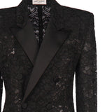 Giacca smoking in pizzo guipure 802140 Y9I521000 SAINT LAURENT 