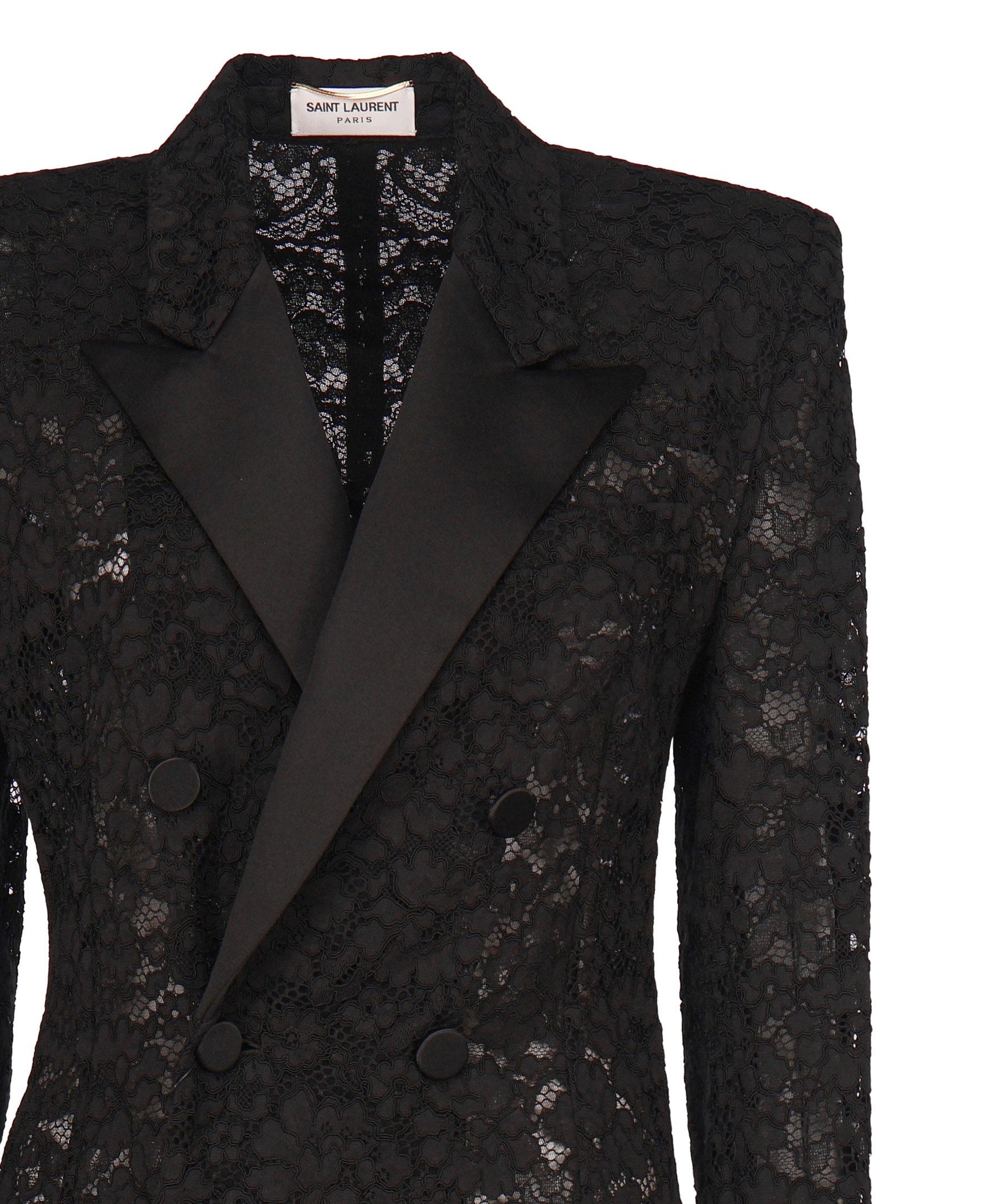 Giacca smoking in pizzo guipure 802140 Y9I521000 SAINT LAURENT 