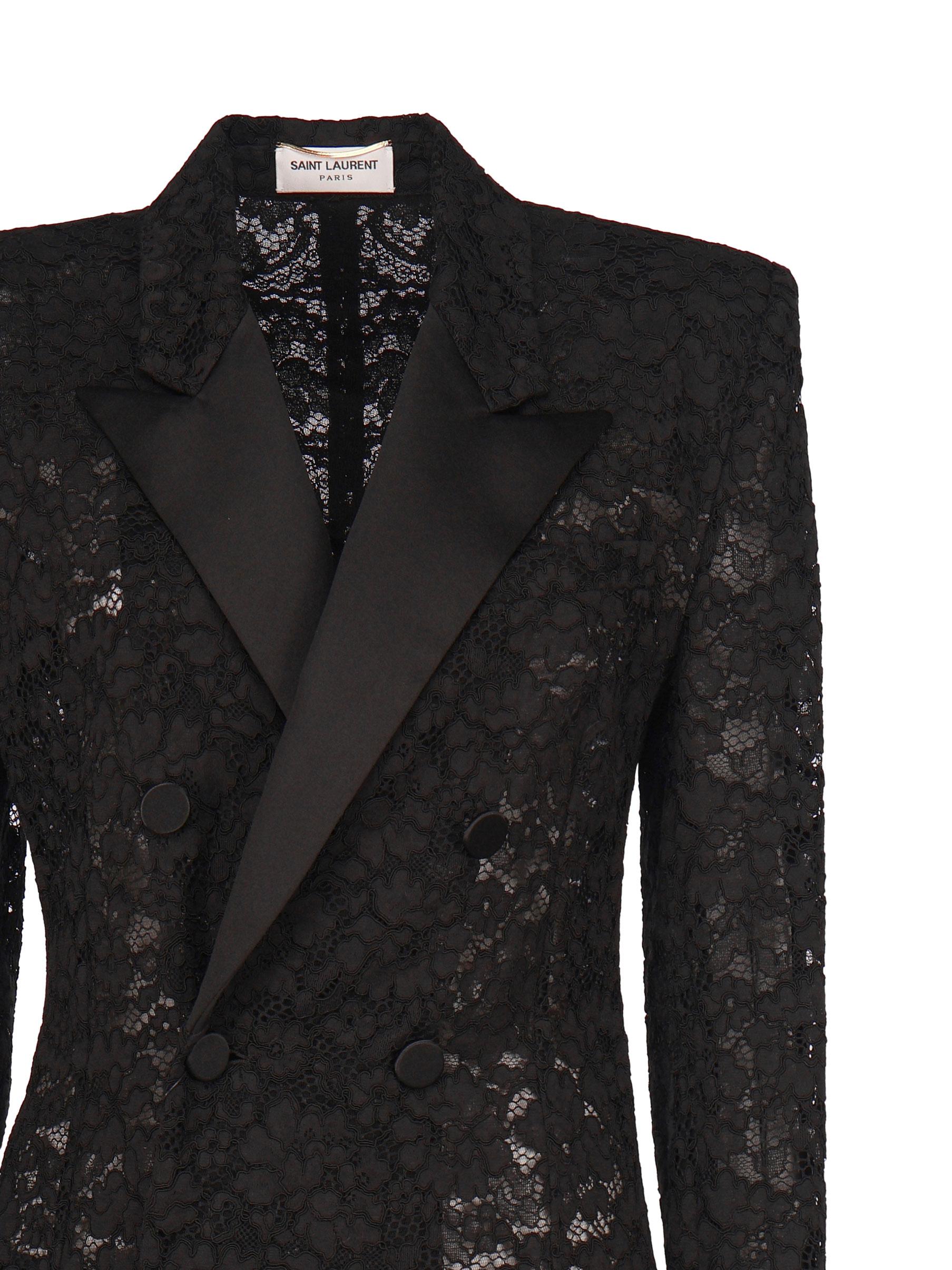 Giacca smoking in pizzo guipure 802140 Y9I521000 SAINT LAURENT 
